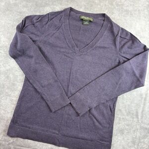 Eddie Bauer Sweater Womens M Purple V Neck Long Sleeve Hiking Vintage Cashmere